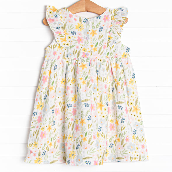 Flower Fields Muslin Dress, Pink