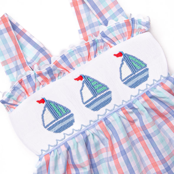 Land Ho! Smocked Ruffle Short Set, Blue