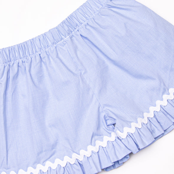 Land Ho! Smocked Ruffle Short Set, Blue