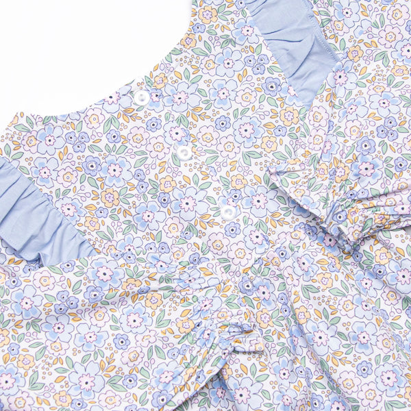 Poppy Fields Bow Diaper Set, Blue