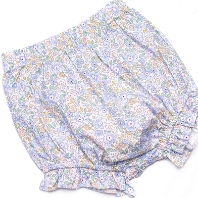 Poppy Fields Bow Diaper Set, Blue