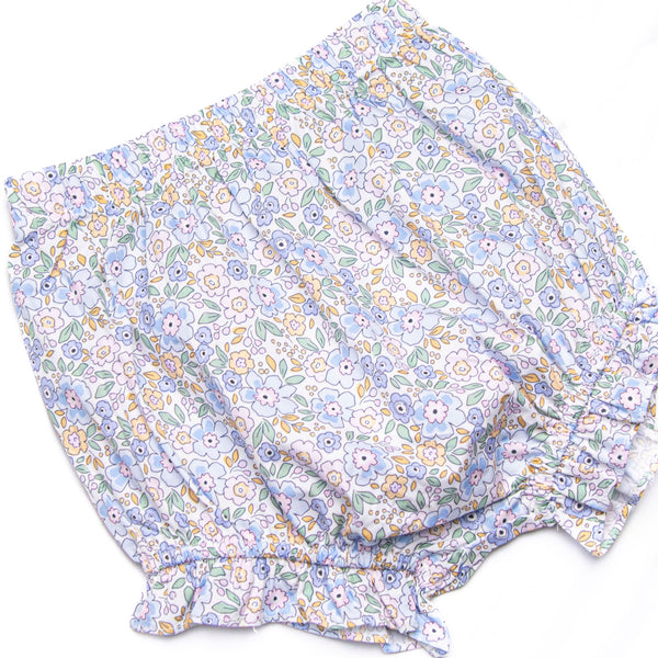 Poppy Fields Bow Diaper Set, Blue