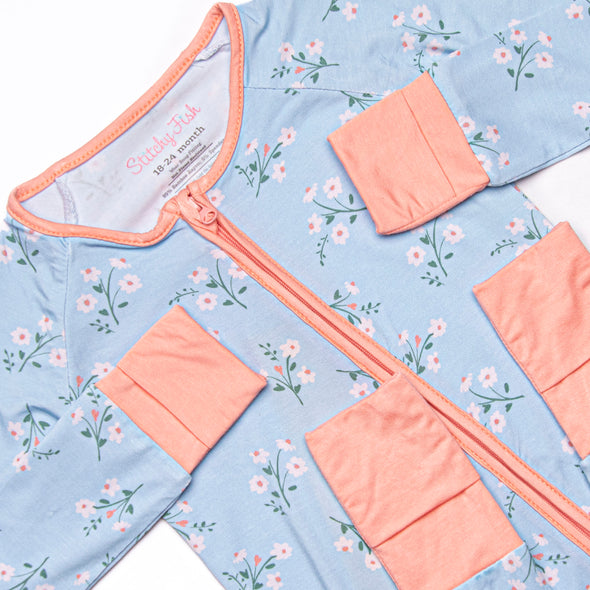 Beautiful Day Bamboo Zippy Pajama, Blue