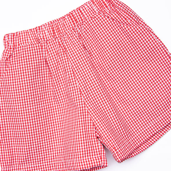 Blue Sky Breeze Applique Short Set, Red