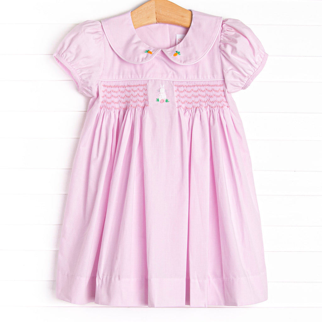 Bunny Field Fun Embroidered Dress, Pink – Stitchy Fish