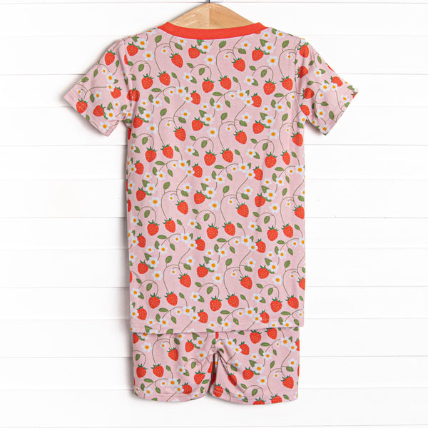 Strawberry Vines Bamboo Pajama Short Set, Red
