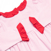 Heart Strings Applique Dress, Pink Stripe