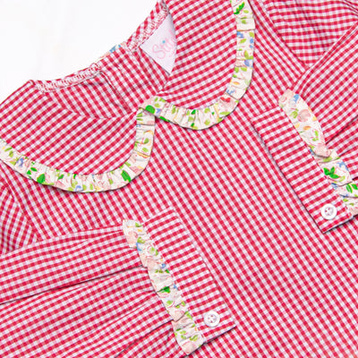 Going Steady Applique Diaper Set, Red