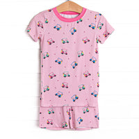 Retro Range Bamboo Pajama Short Set, Pink