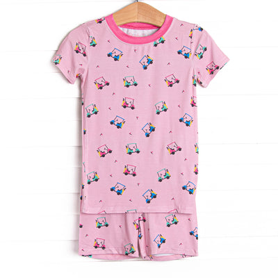 Retro Range Bamboo Pajama Short Set, Pink