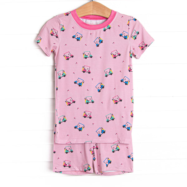 Retro Range Bamboo Pajama Short Set, Pink