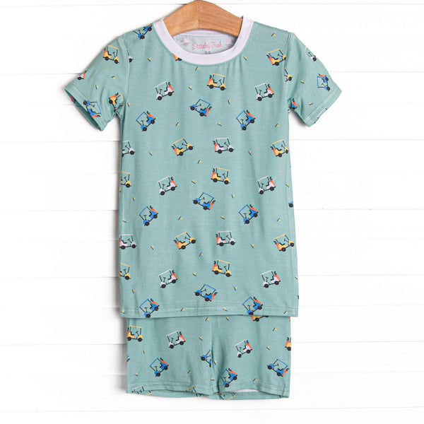 Retro Range Bamboo Pajama Short Set, Green