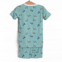 Retro Range Bamboo Pajama Short Set, Green