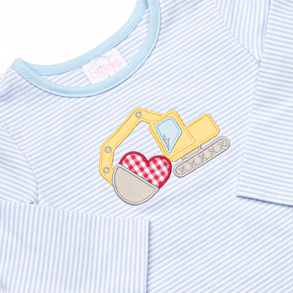 Scoop of Love Applique Diaper Set, Light Blue Stripe