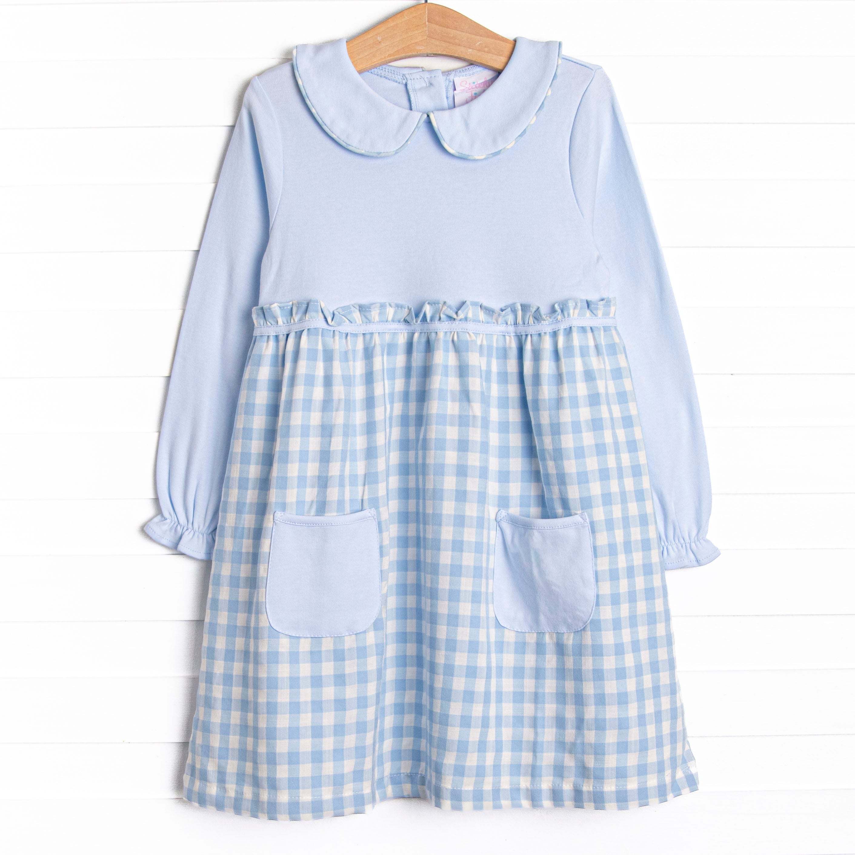 Girl's Ivy Belle Pocket Dress in Blue Size 5 | Stitchy Fish Girl's Ivy Belle Pocket Dress in Blue Size 5 | Stitchy Fish