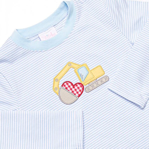 Scoop of Love Applique Pant Set, Light Blue Stripe