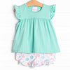 Turtle Tide Ruffle Short Set, Green