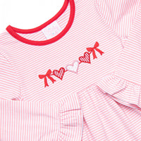 Heart Strings Applique Legging Set, Red and Pink Stripe