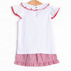 Smarty Pants Smocked Ruffle Short Set, Red