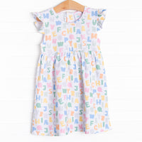 Alphabet Knit Dress, Blue