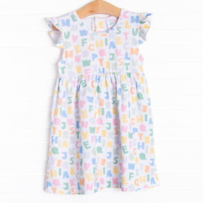 Alphabet Knit Dress, Blue