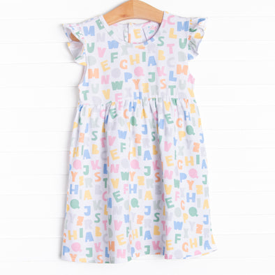Alphabet Knit Dress, Blue