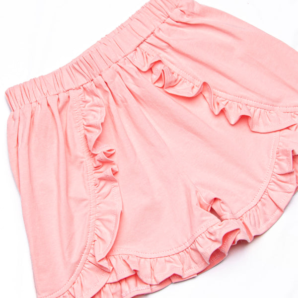 Magical Knots Embroidered Ruffle Short Set, Pink