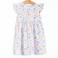 Alphabet Knit Dress, Blue