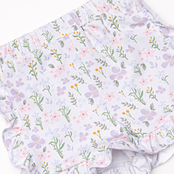 Picking Wildflowers Ruffle Short Set, Purple