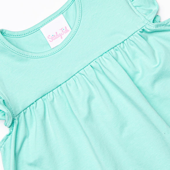 Turtle Tide Ruffle Short Set, Green