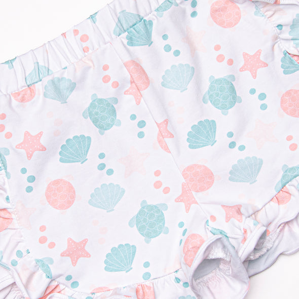 Turtle Tide Ruffle Short Set, Green