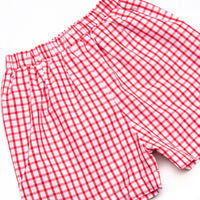 Main Street Classic Smocked Short Set, Red