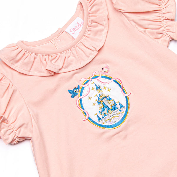 Framed Fairytale Embroidered Diaper Set, Pink