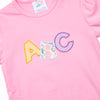 ABC Applique Ruffle Short Set, Pink