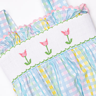 Sprouts of Spring Smocked Ruffle Short Set, Blue
