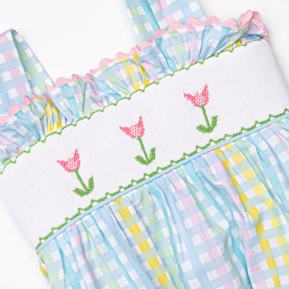 Sprouts of Spring Smocked Ruffle Short Set, Blue