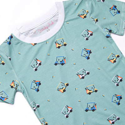 Retro Range Bamboo Pajama Short Set, Green