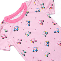 Retro Range Bamboo Pajama Short Set, Pink