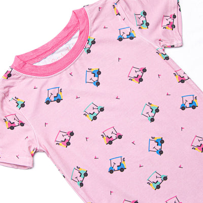Retro Range Bamboo Pajama Short Set, Pink