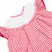 Main Street Classic Smocked Ruffle Short Set, Red