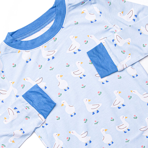 Rainy Day Waddle Bamboo Pajama Set, Blue