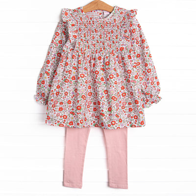 Red Blossom Beauty Legging Set, Pink