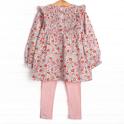 Red Blossom Beauty Legging Set, Pink