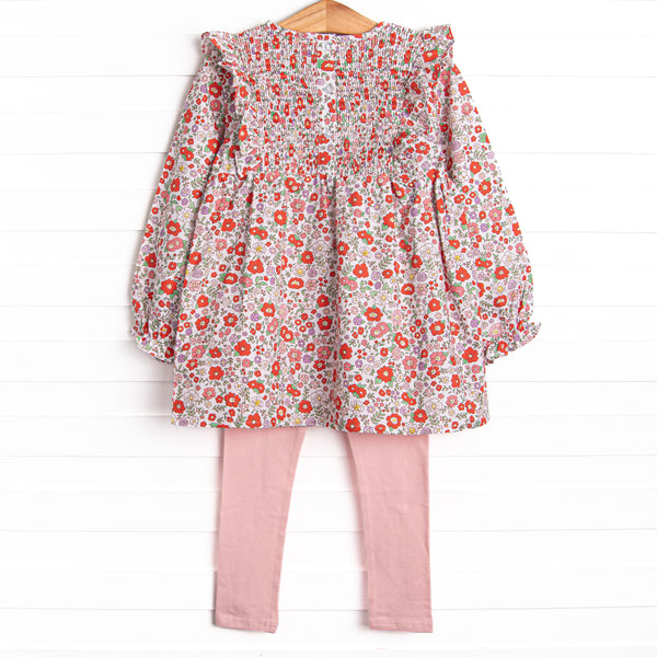 Red Blossom Beauty Legging Set, Pink