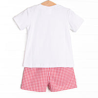 Main Street Classic Smocked Short Set, Red