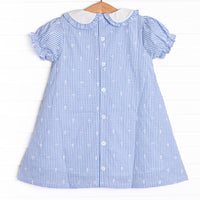 Celebration Sunday Embroidered Dress, Blue