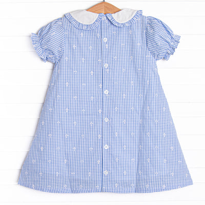 Celebration Sunday Embroidered Dress, Blue