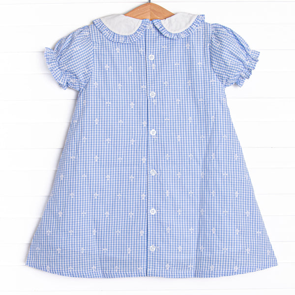 Celebration Sunday Embroidered Dress, Blue
