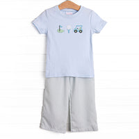 Going Golfing Applique Pant Set, Green