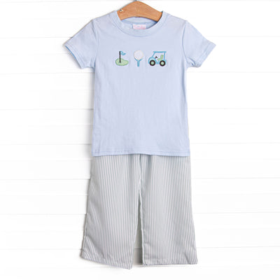 Going Golfing Applique Pant Set, Green